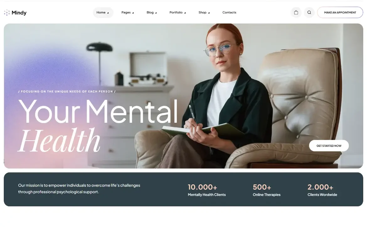 Mindy – Mental health therapy WordPress Theme