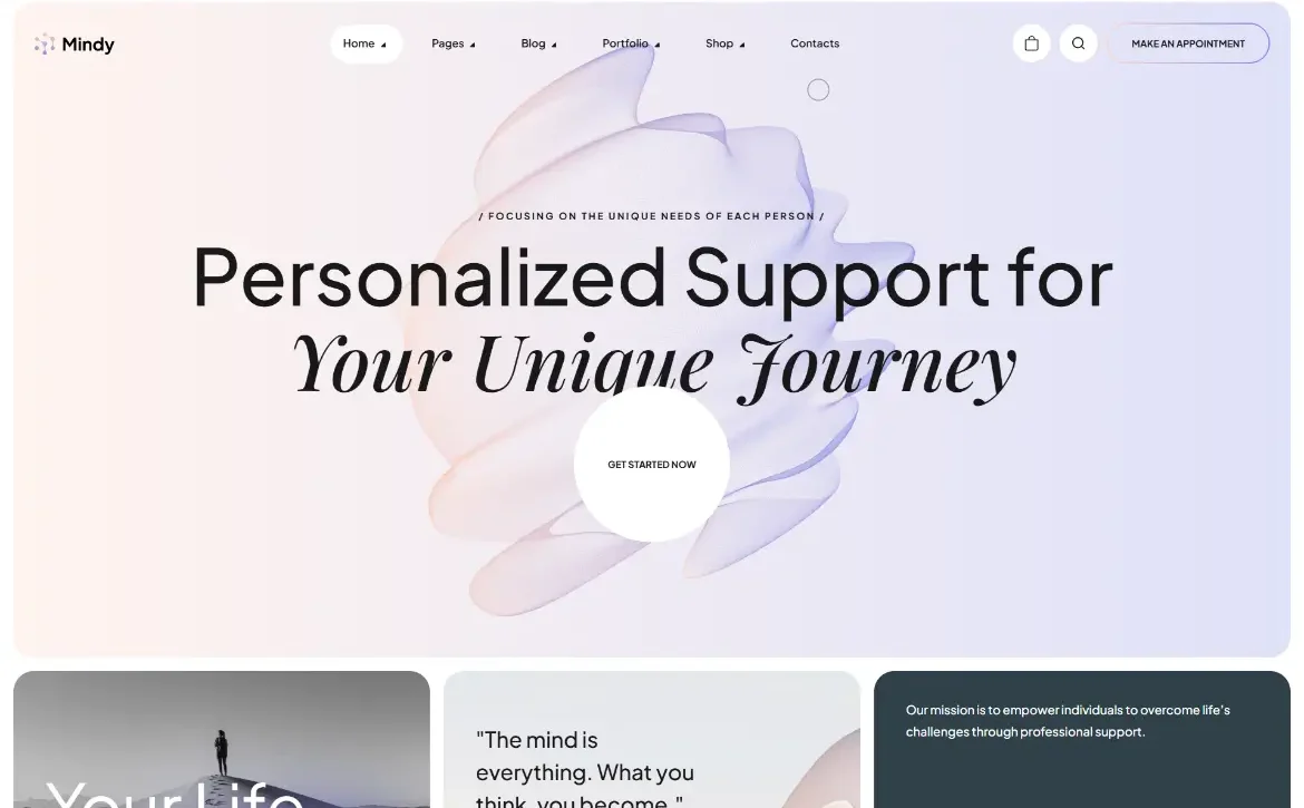 Mindy – Personalized therapy support WordPress Theme