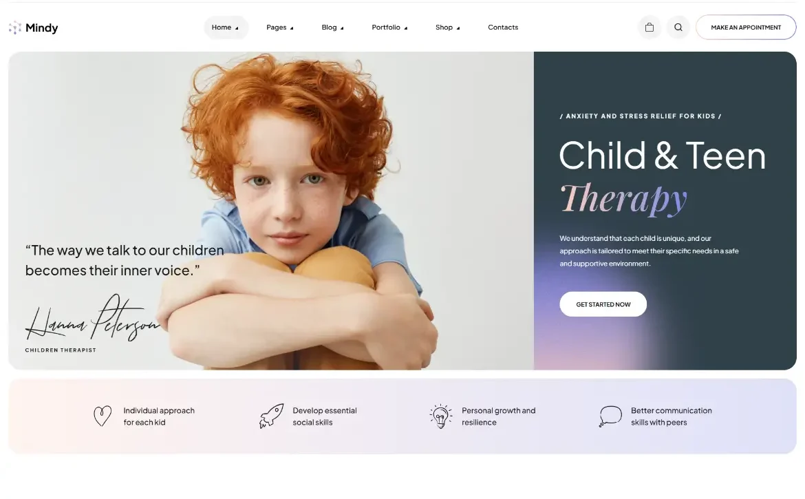 Mindy – Child and teen therapy WordPress Theme