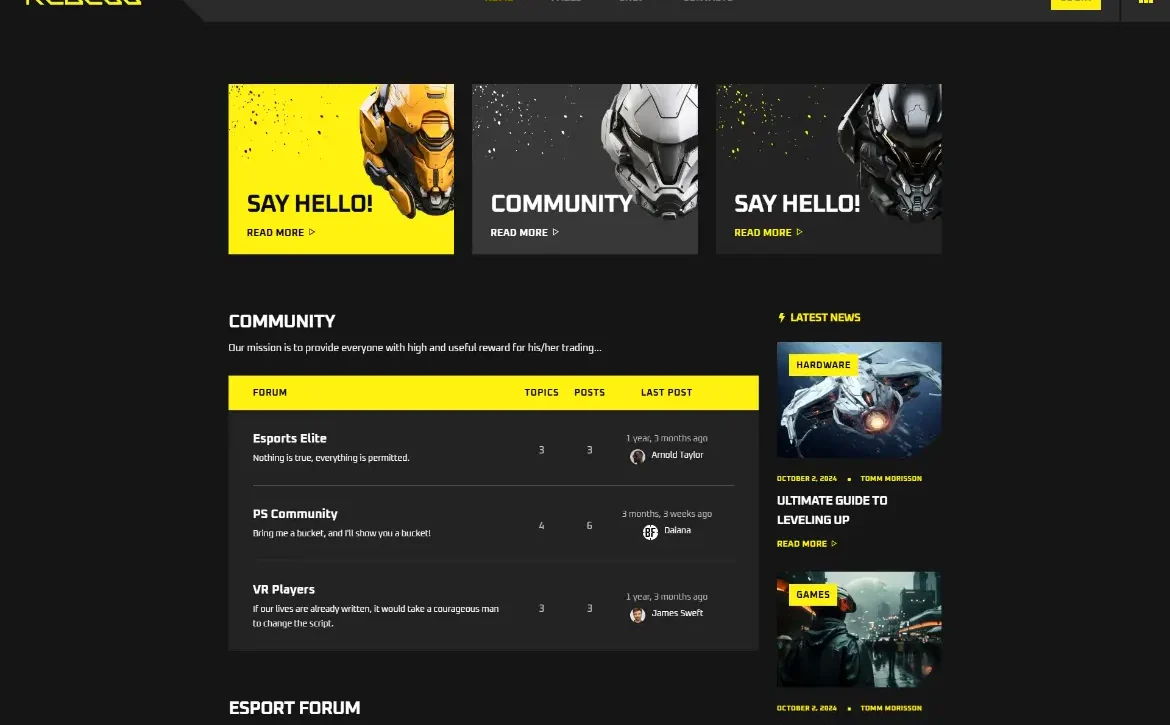 Rebell – Esports community forum WordPress Theme