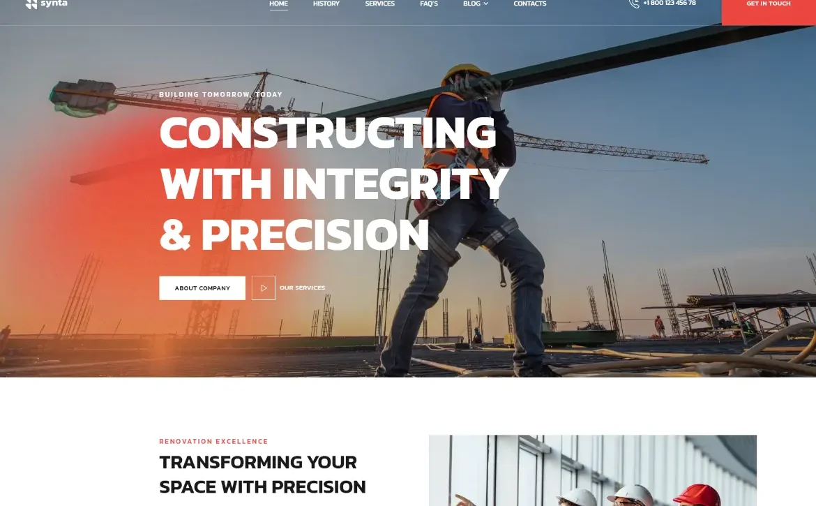 Synta – Construction company WordPress Theme