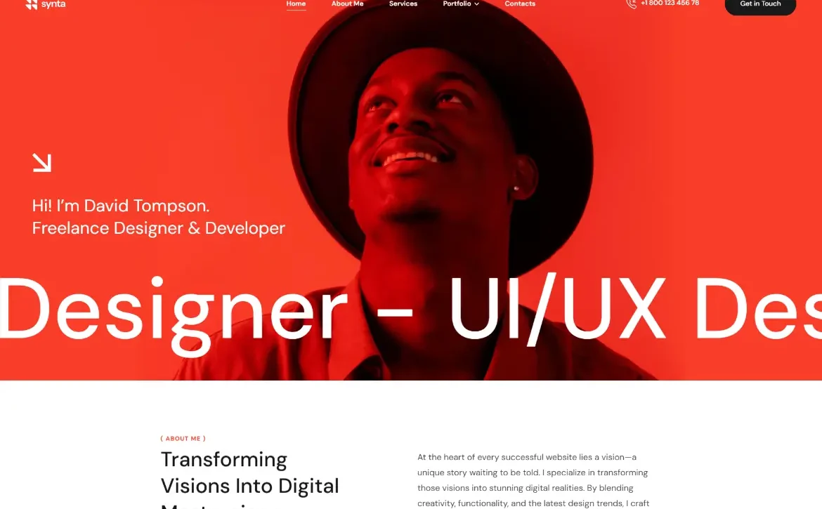 Synta – UI/UX designer portfolio WordPress Theme