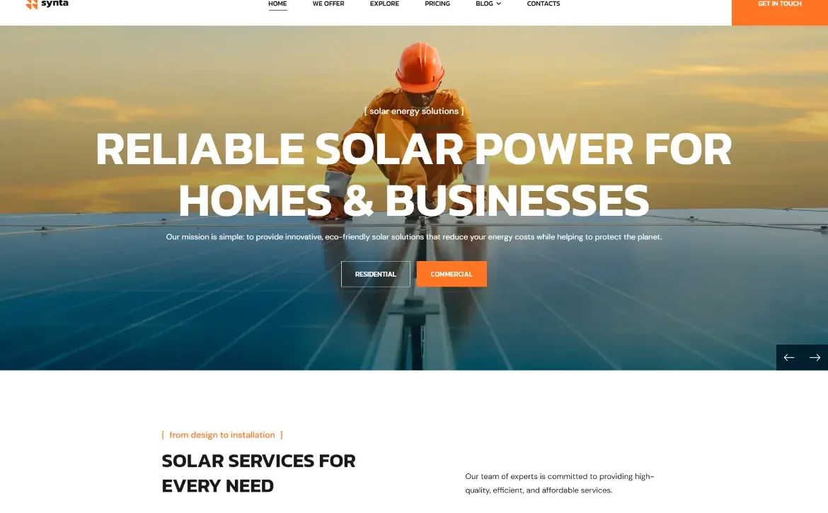 Synta – Solar power energy WordPress Theme