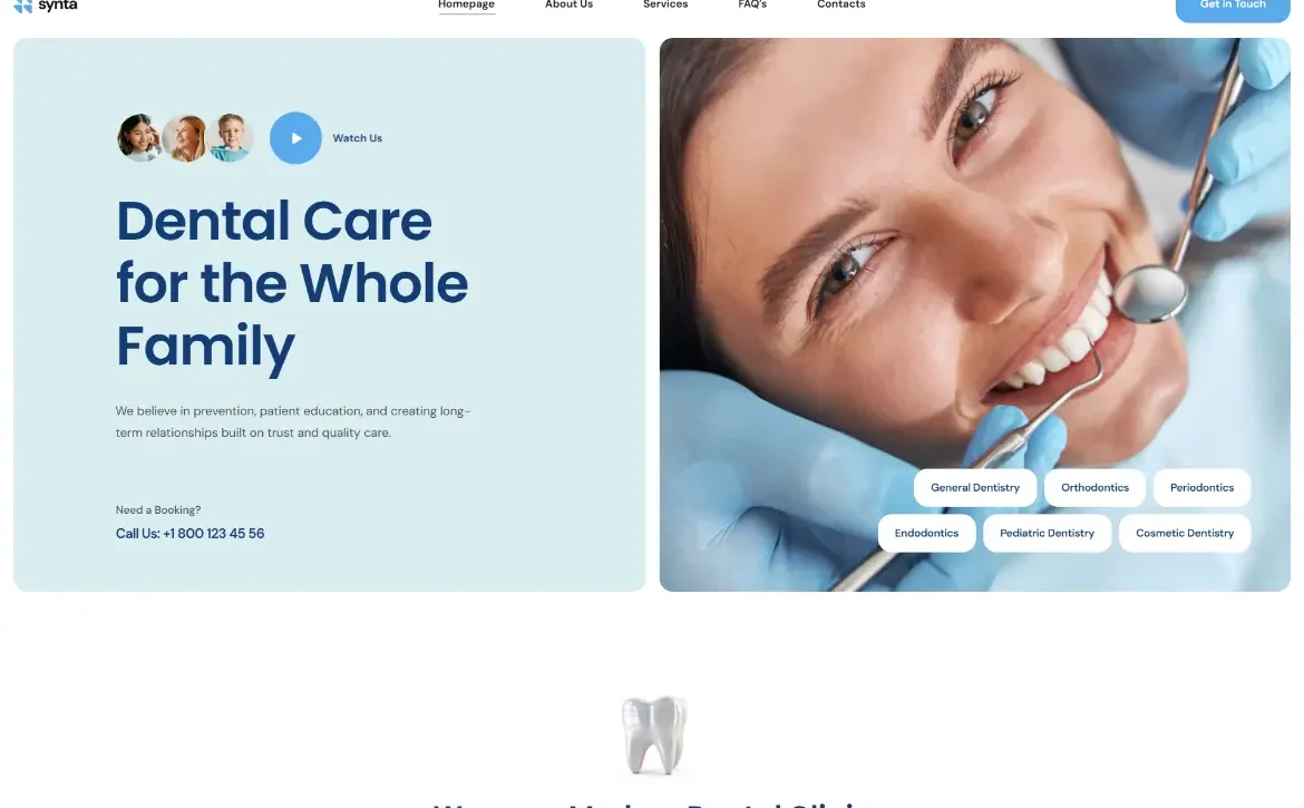 Synta – Dental care clinic WordPress Theme