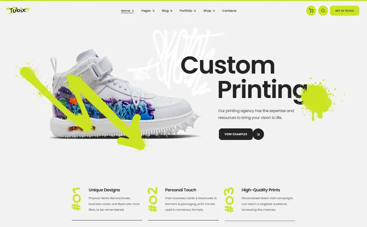 Tubix – Custom sneaker printing WordPress Theme