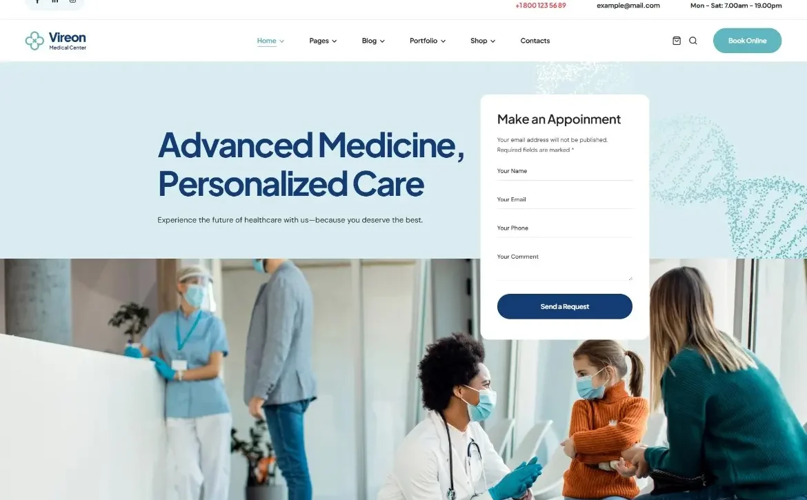 Vireon – Advanced medicine appointment WordPress Theme
