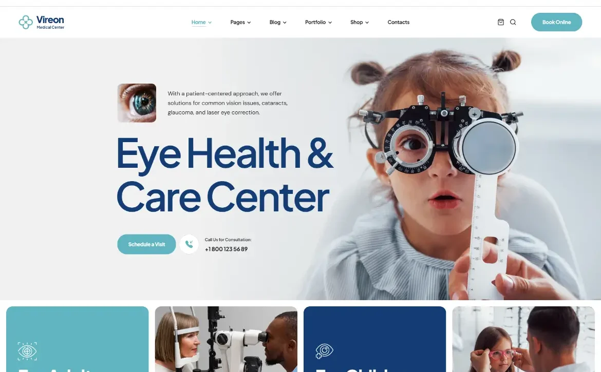 Vireon – Eye health care center WordPress Theme