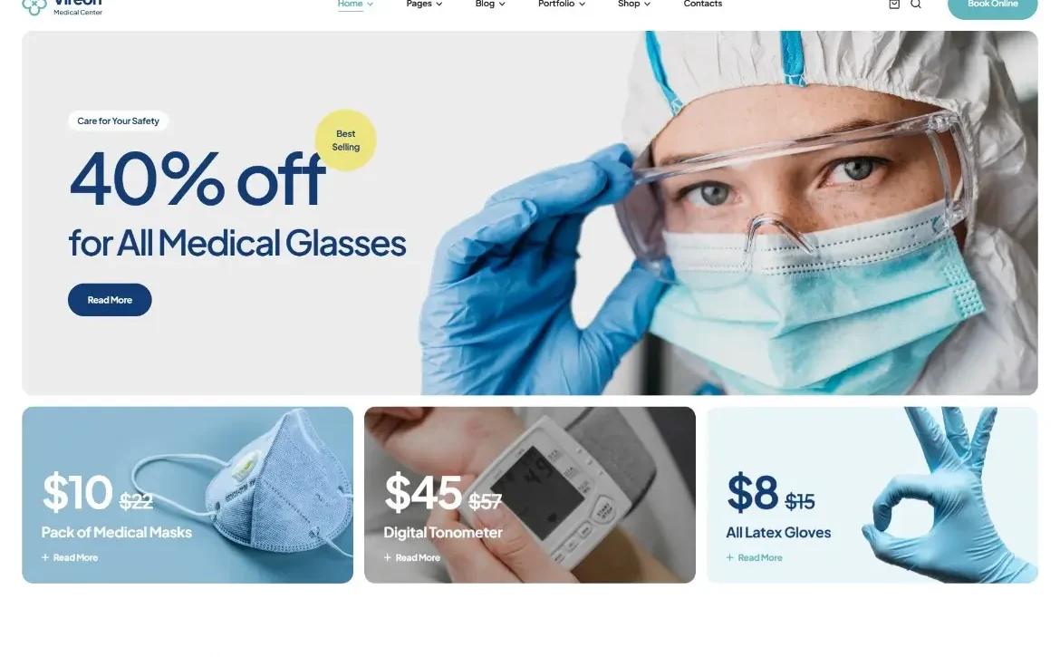 Vireon – Medical supplies shop WordPress Theme