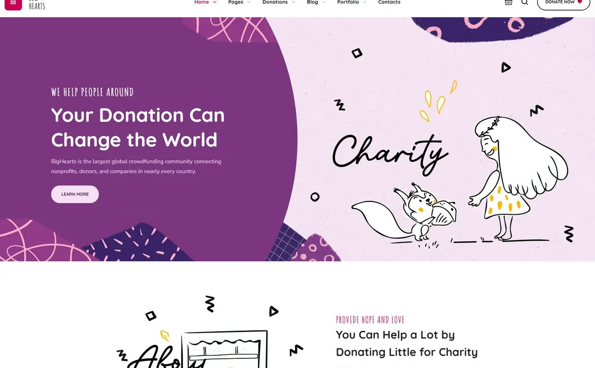 BigHearts – Children's charity donation WordPress Theme