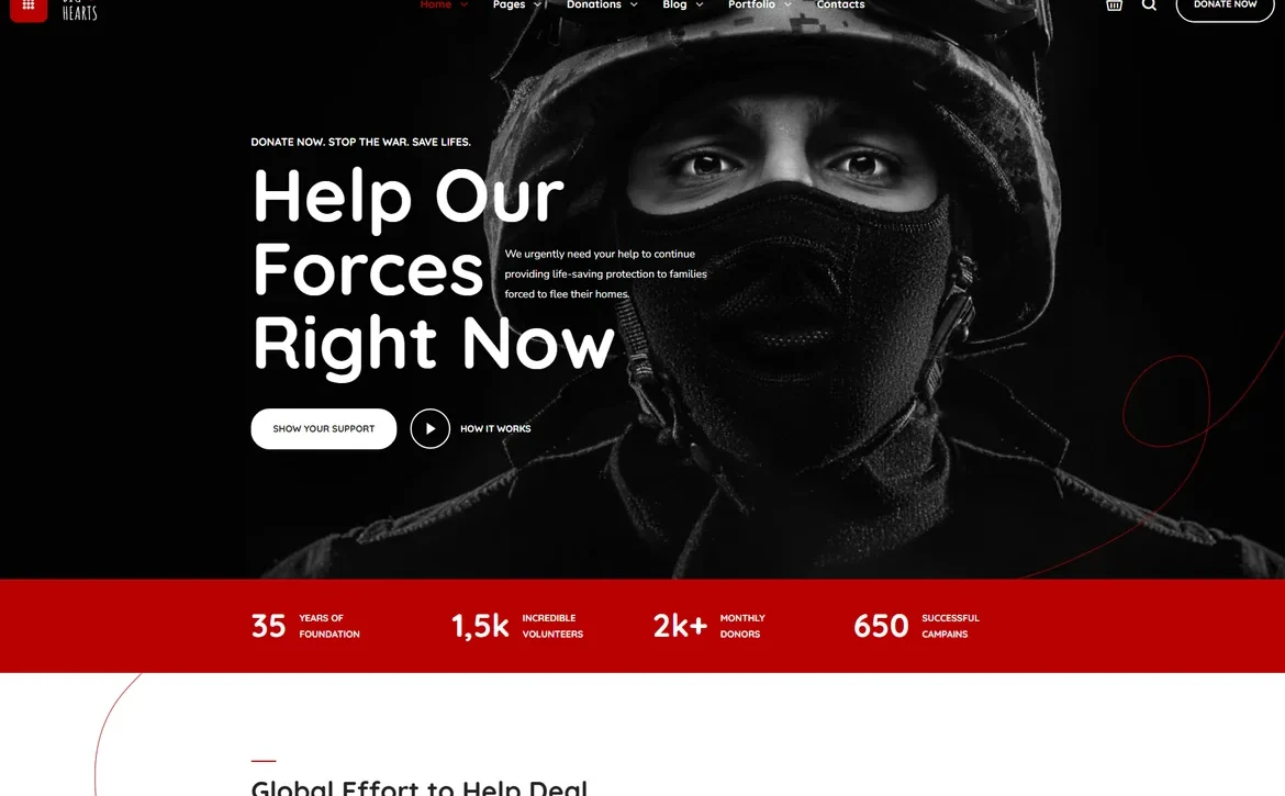 BigHearts – Military veterans support WordPress Theme
