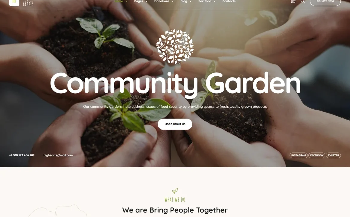 BigHearts – Community garden charity WordPress Theme