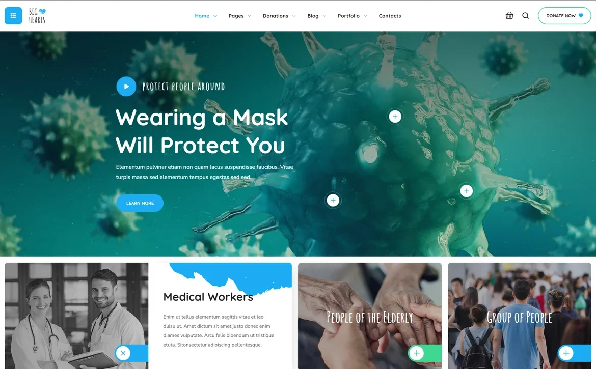 BigHearts – Health awareness campaign WordPress Theme