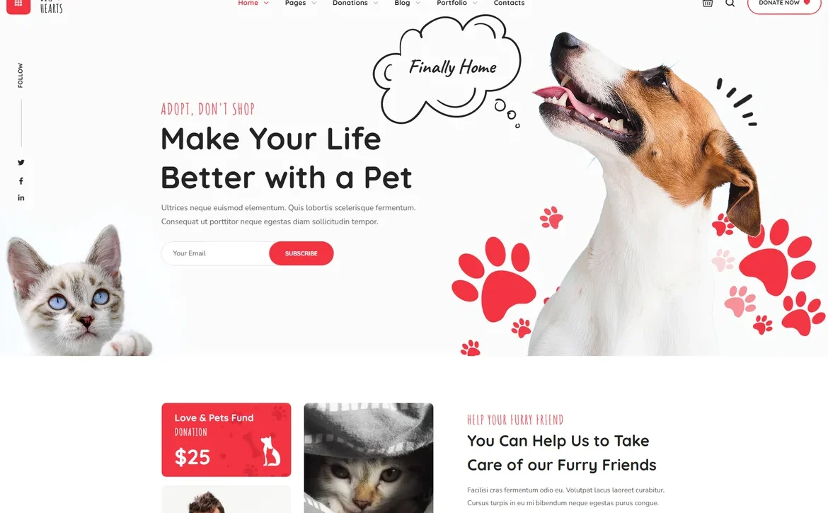 BigHearts – Pet adoption charity WordPress Theme