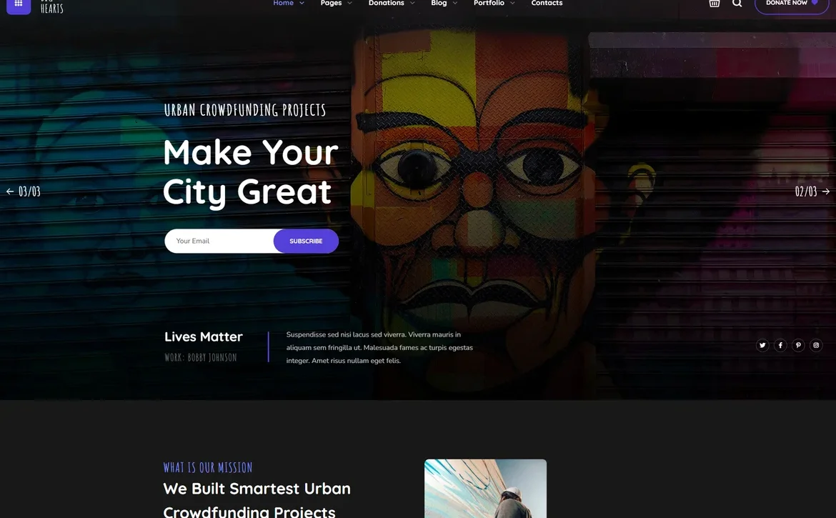 BigHearts – Urban crowdfunding charity WordPress Theme