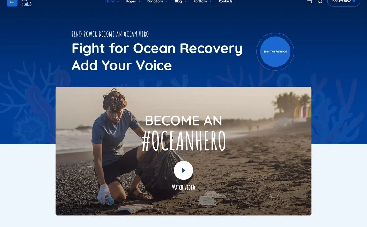 BigHearts – Ocean conservation charity WordPress Theme
