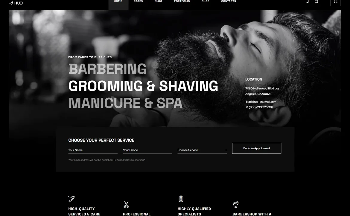 BladeHub – Barbering and grooming services WordPress Theme