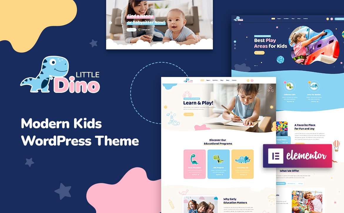 LittleDino Modern Kids WordPress Theme