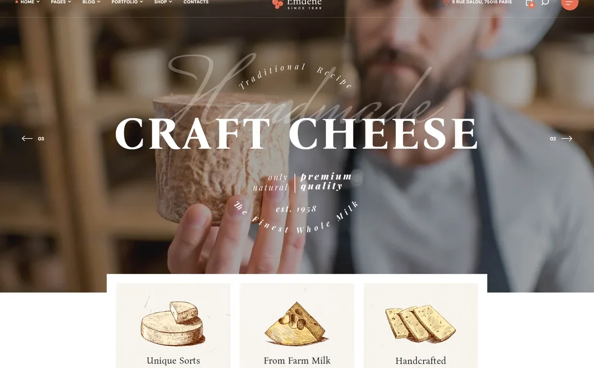 Emdene – Handmade craft cheese WordPress Theme