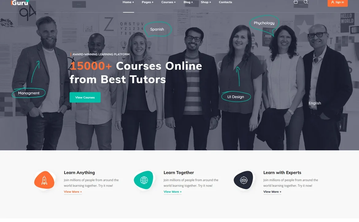 iGuru – Courses from best tutors WordPress Theme