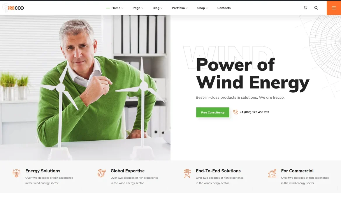 iRecco – Wind energy power WordPress Theme