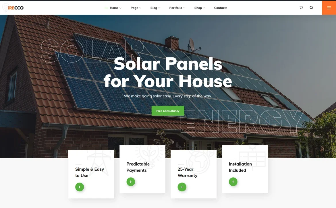 iRecco – Solar panels for home WordPress Theme