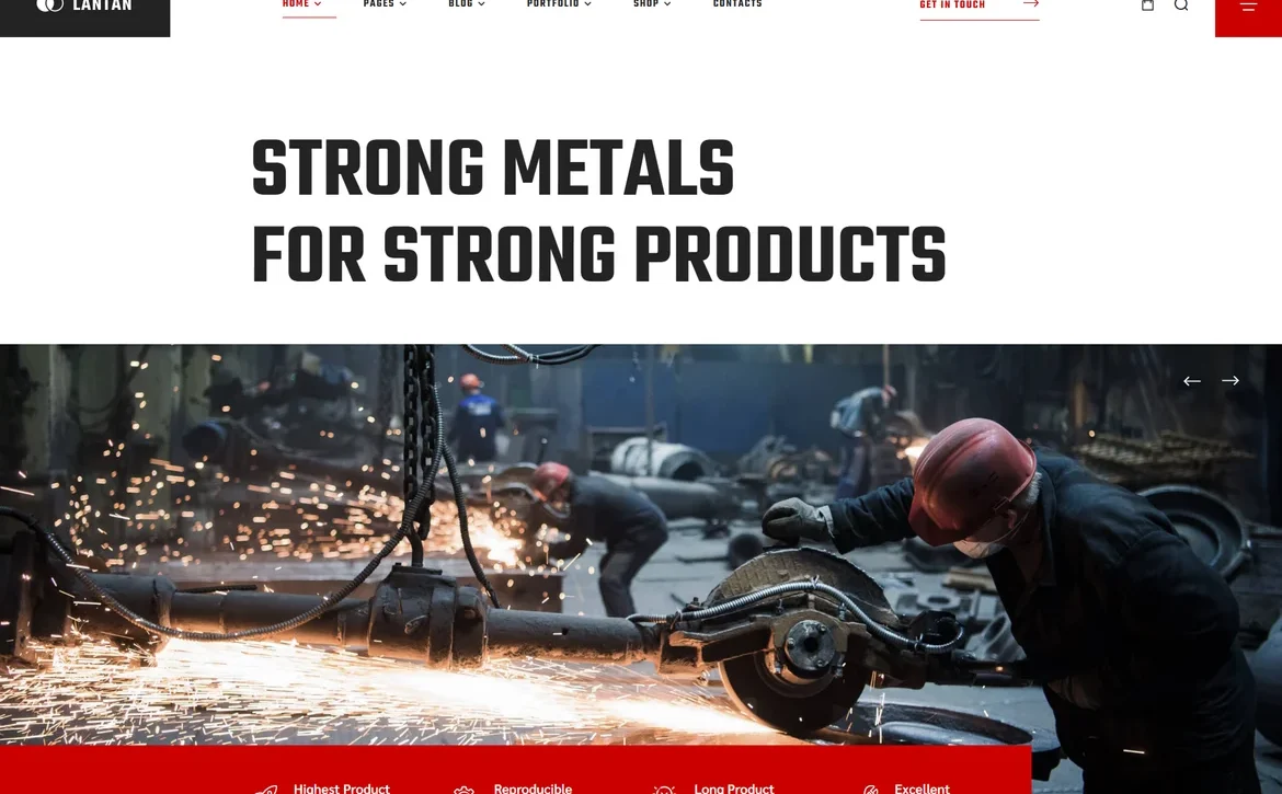 Lantan – Strong metals manufacturing WordPress Theme