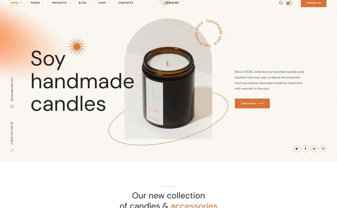 Lemani – Handmade candles WordPress Theme
