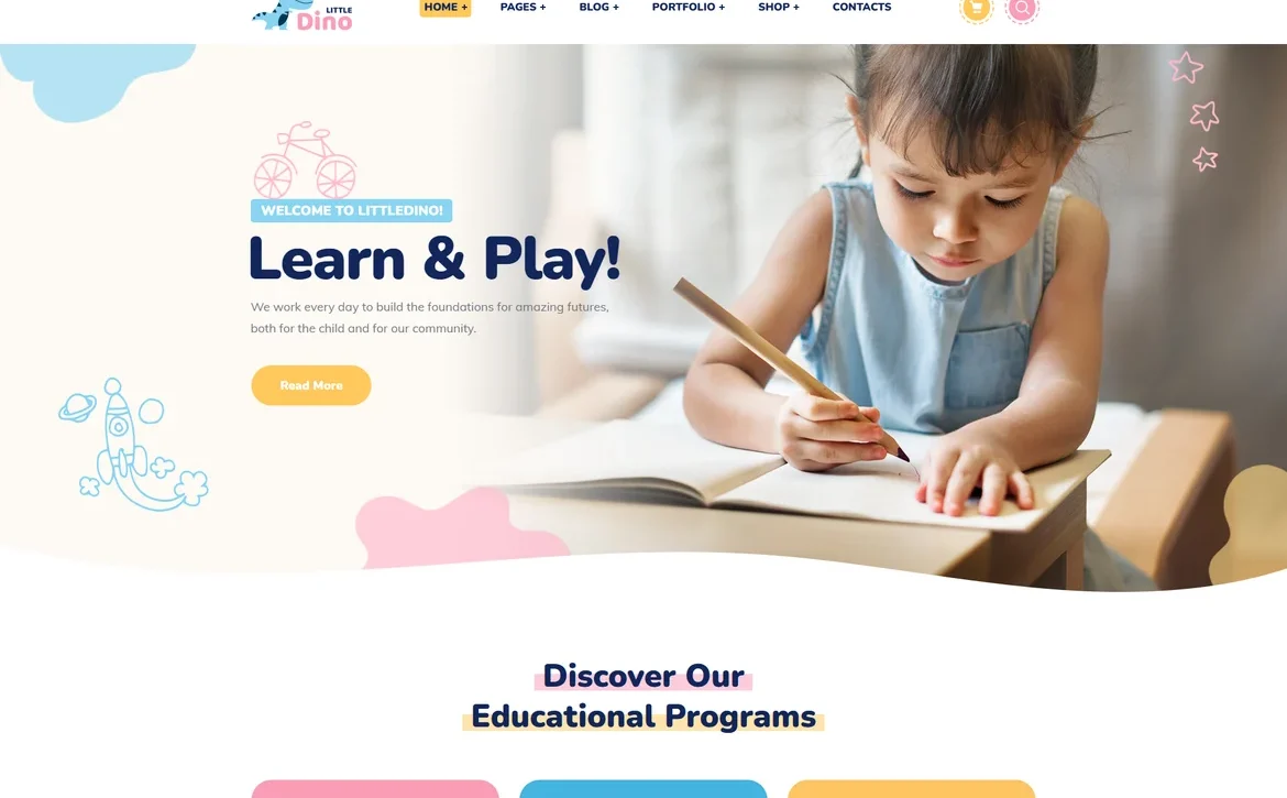 LittleDino – Kids learning and play WordPress Theme