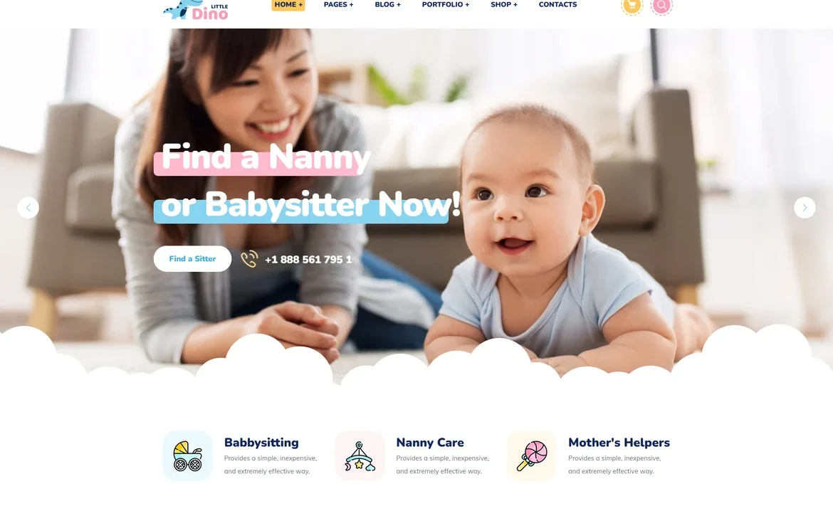 LittleDino – Nanny and babysitter services WordPress Theme
