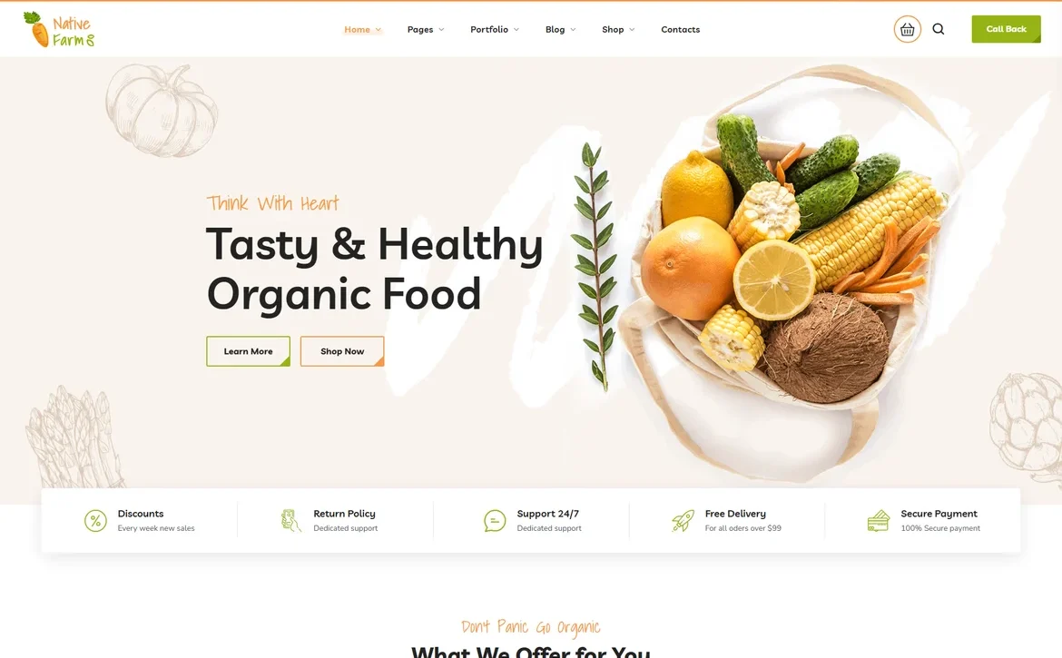 NativeFarm – Organic food WordPress Theme