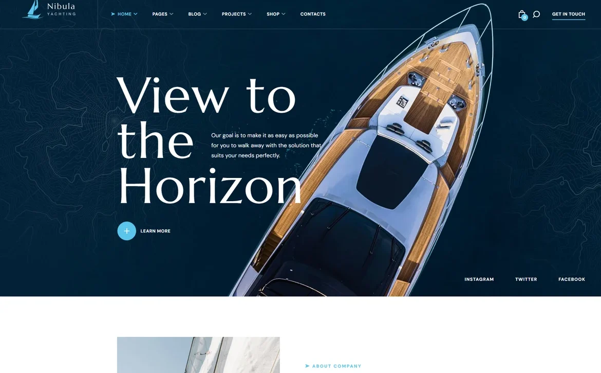 Nibula – Yacht horizon view WordPress Theme