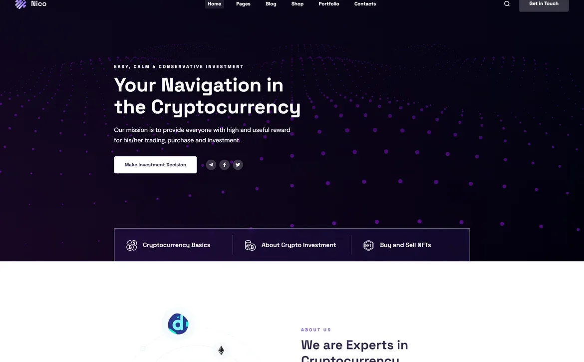 Nico – Cryptocurrency navigation WordPress Theme