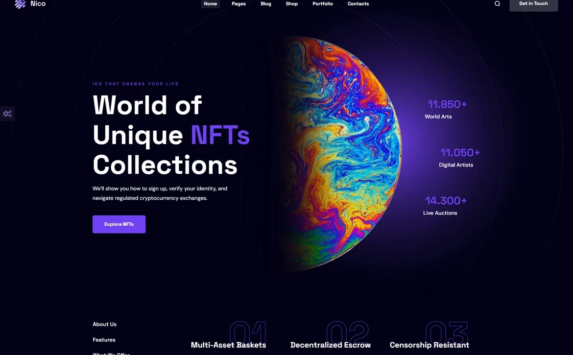 Nico – NFT collections WordPress Theme
