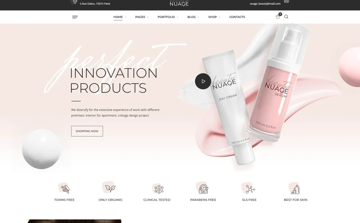 Nuage – Beauty innovation products WordPress Theme