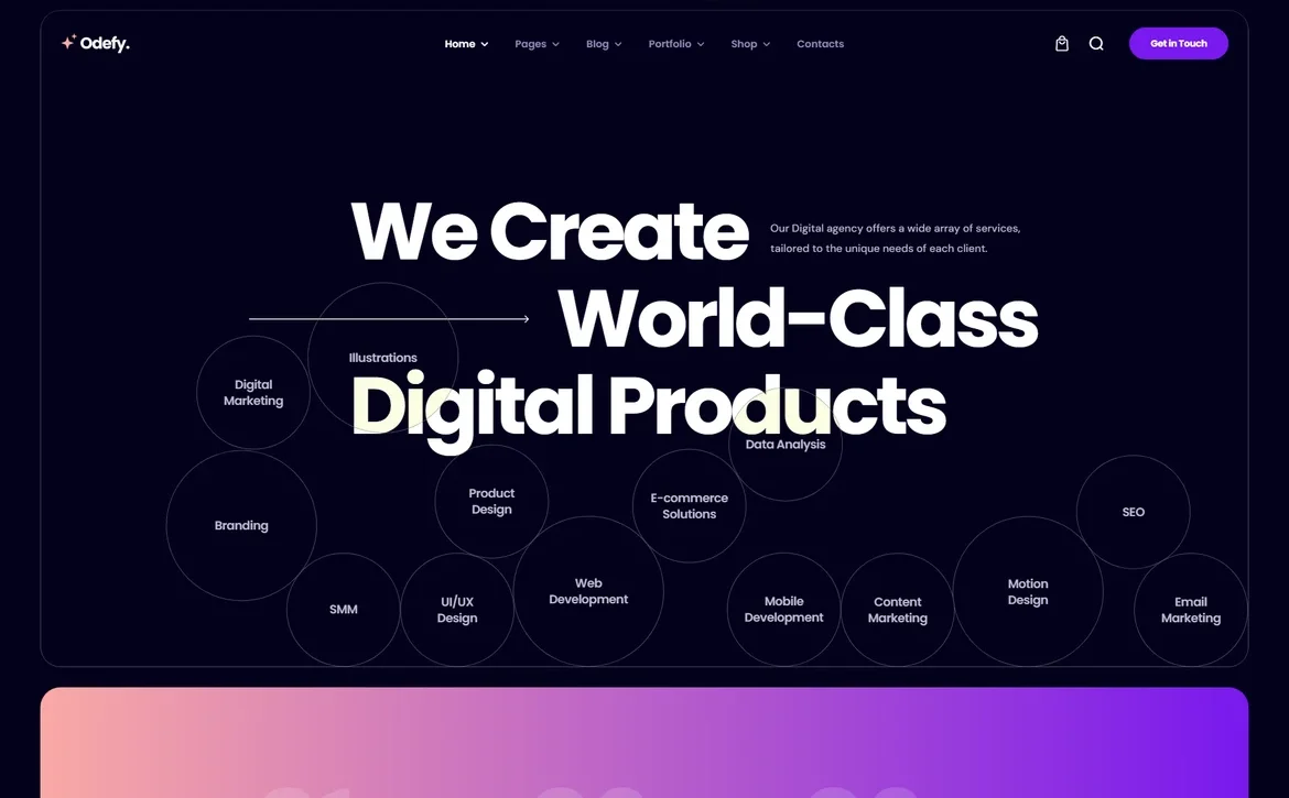 Odefy – Digital products agency WordPress Theme