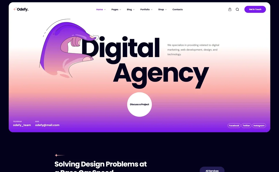 Odefy – Digital agency WordPress Theme