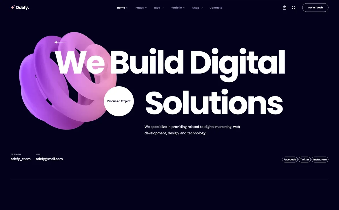 Odefy – Digital solutions agency WordPress Theme