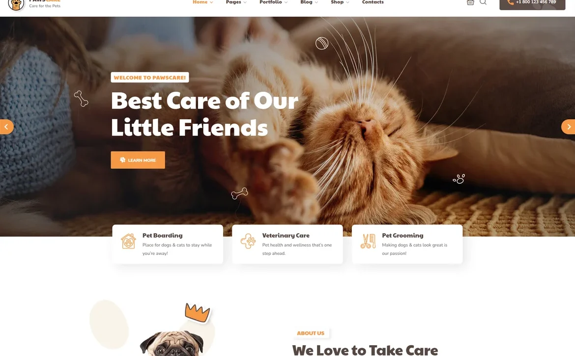 PawsCare – Pet care services WordPress Theme