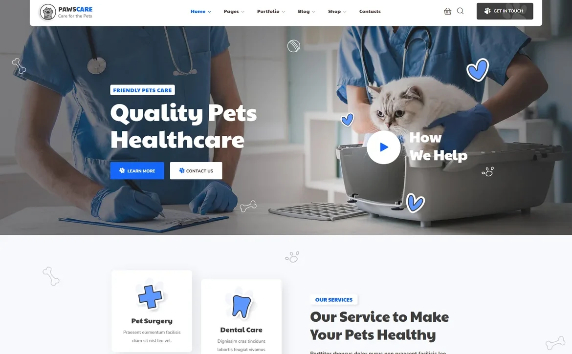 PawsCare – Pet healthcare clinic WordPress Theme