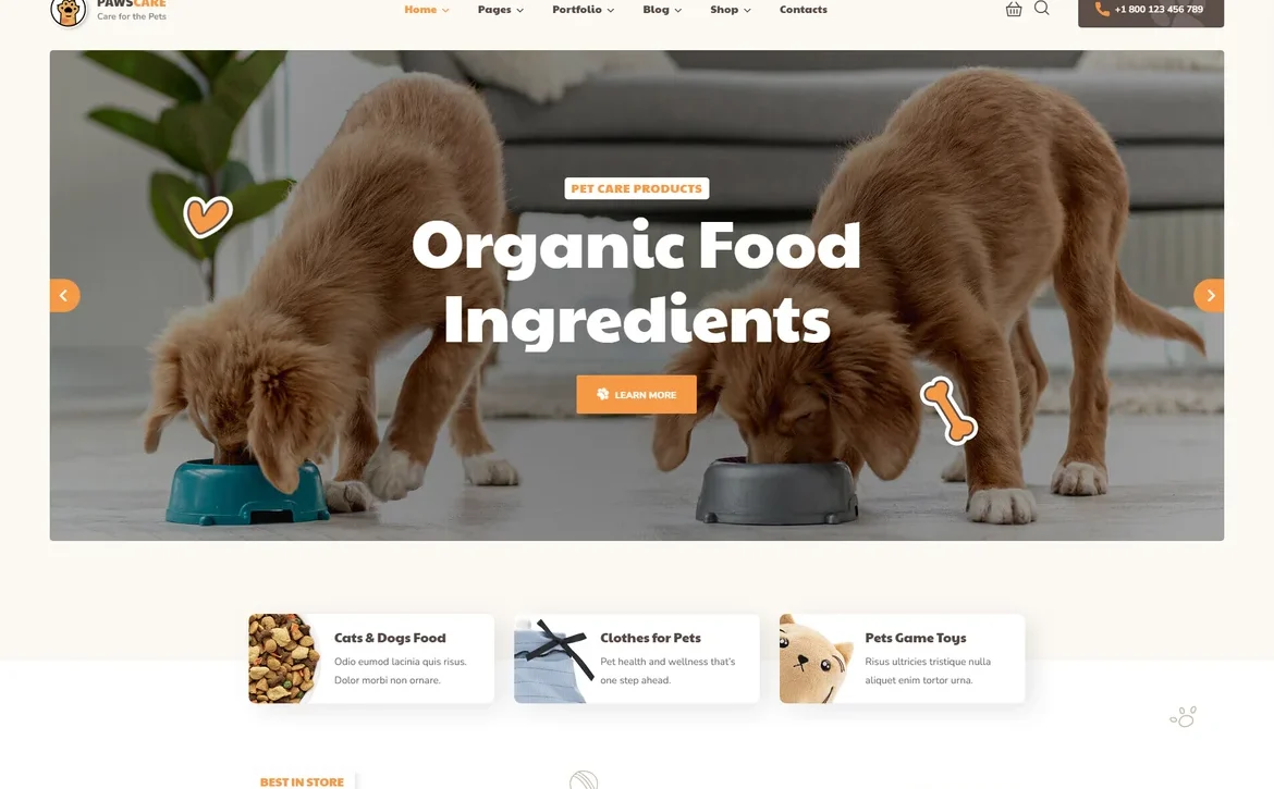 PawsCare – Organic pet food WordPress Theme