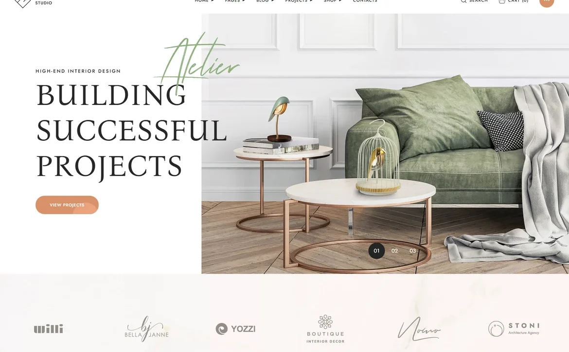 Pembe – Interior design projects WordPress Theme