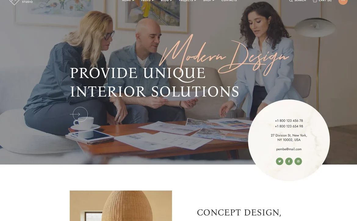 Pembe – Interior design consultation WordPress Theme