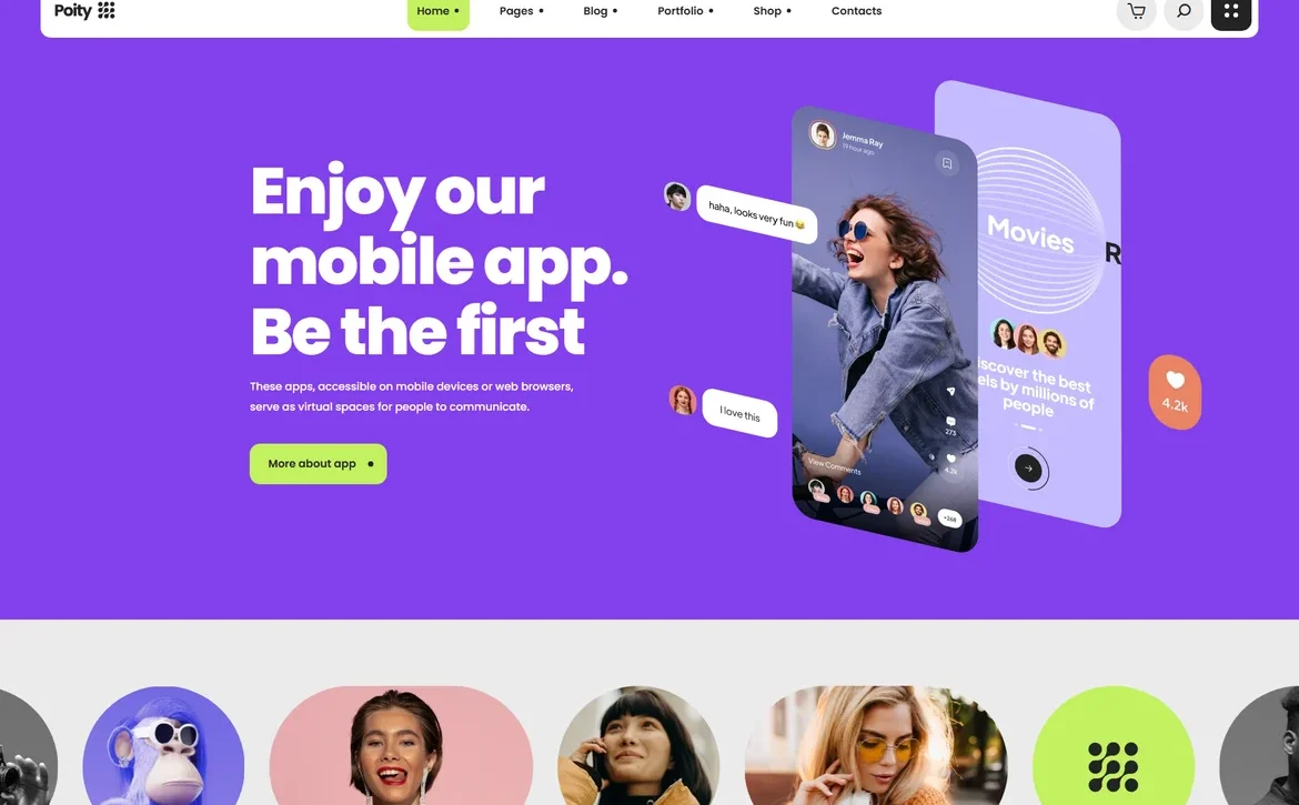 Poity – Mobile social app WordPress Theme
