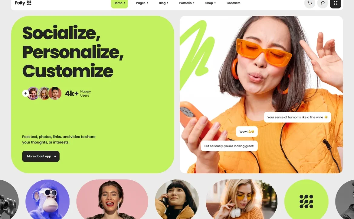 Poity – Social app personalization WordPress Theme