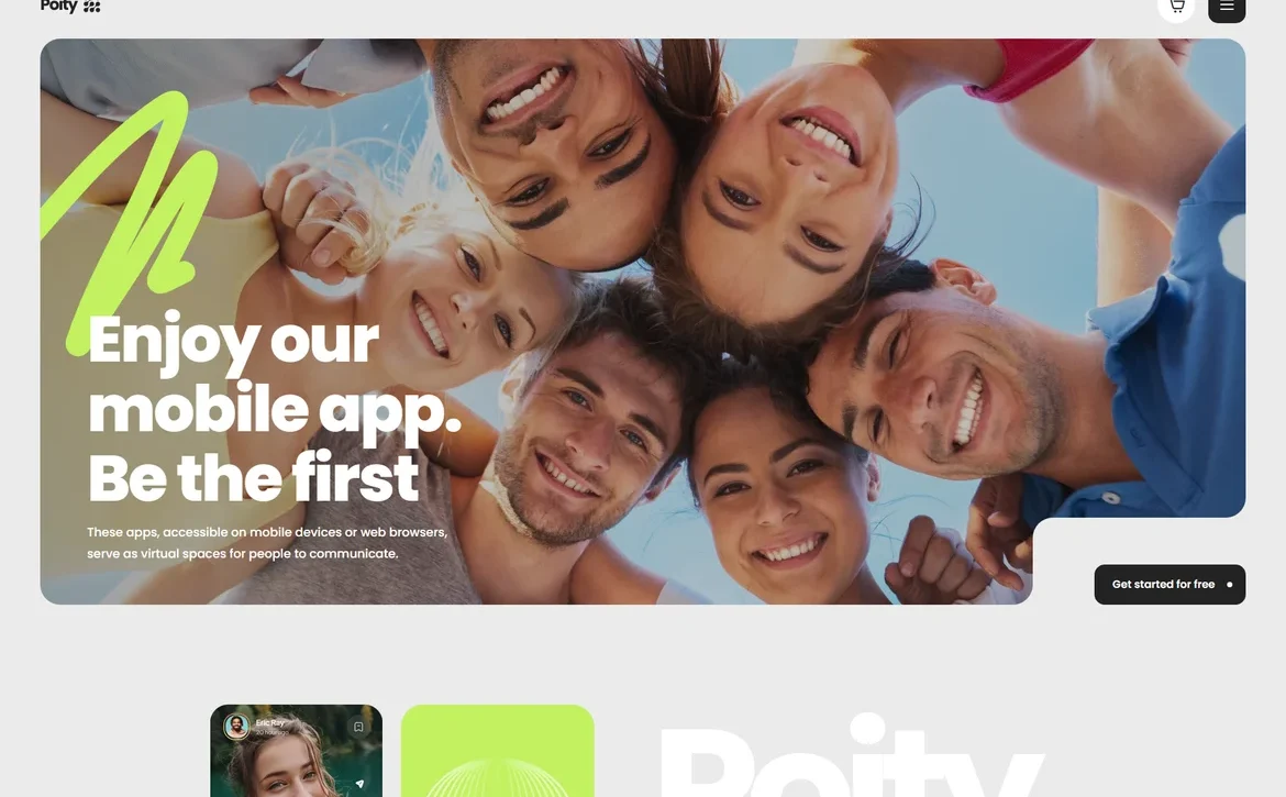 Poity – Mobile social app WordPress Theme