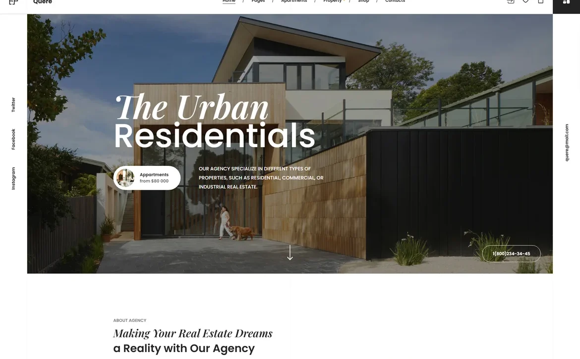 Quere – Urban residential real estate WordPress Theme