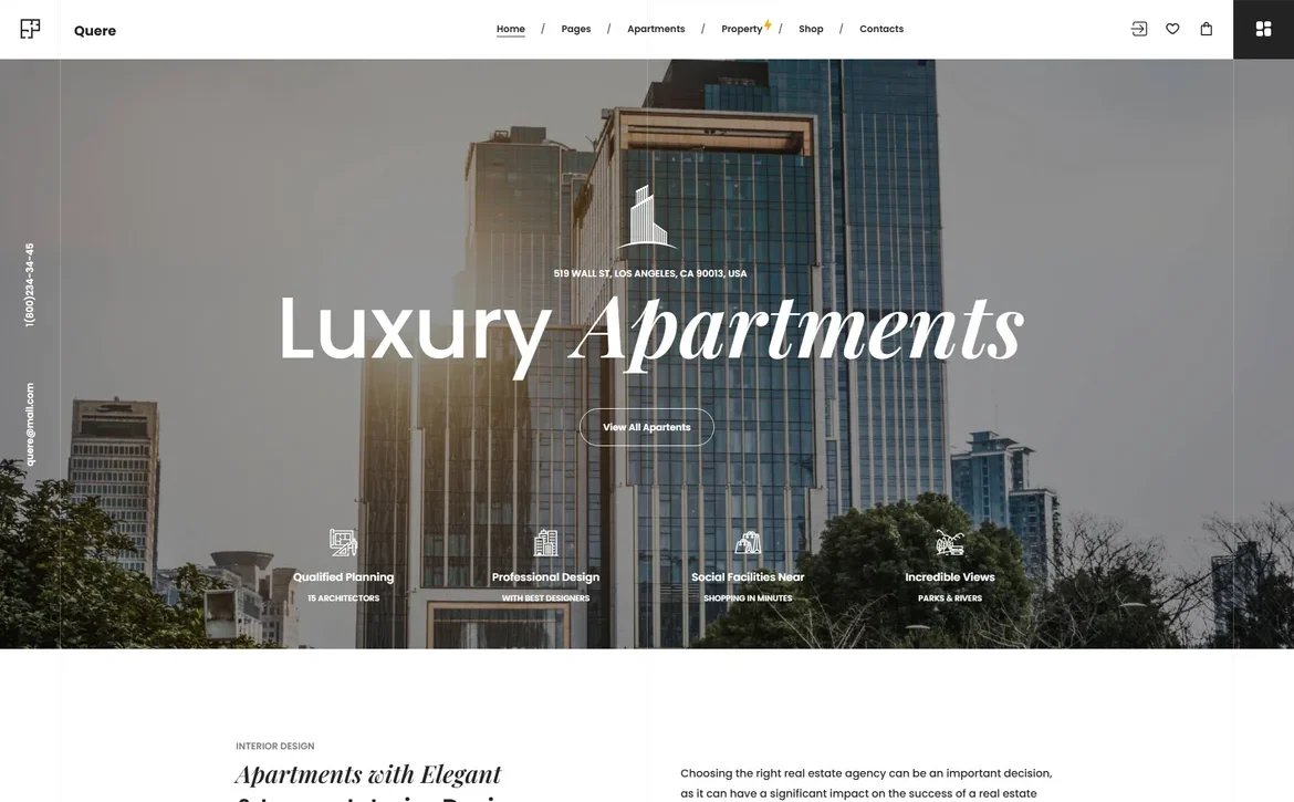 Quere – Luxury apartments WordPress Theme