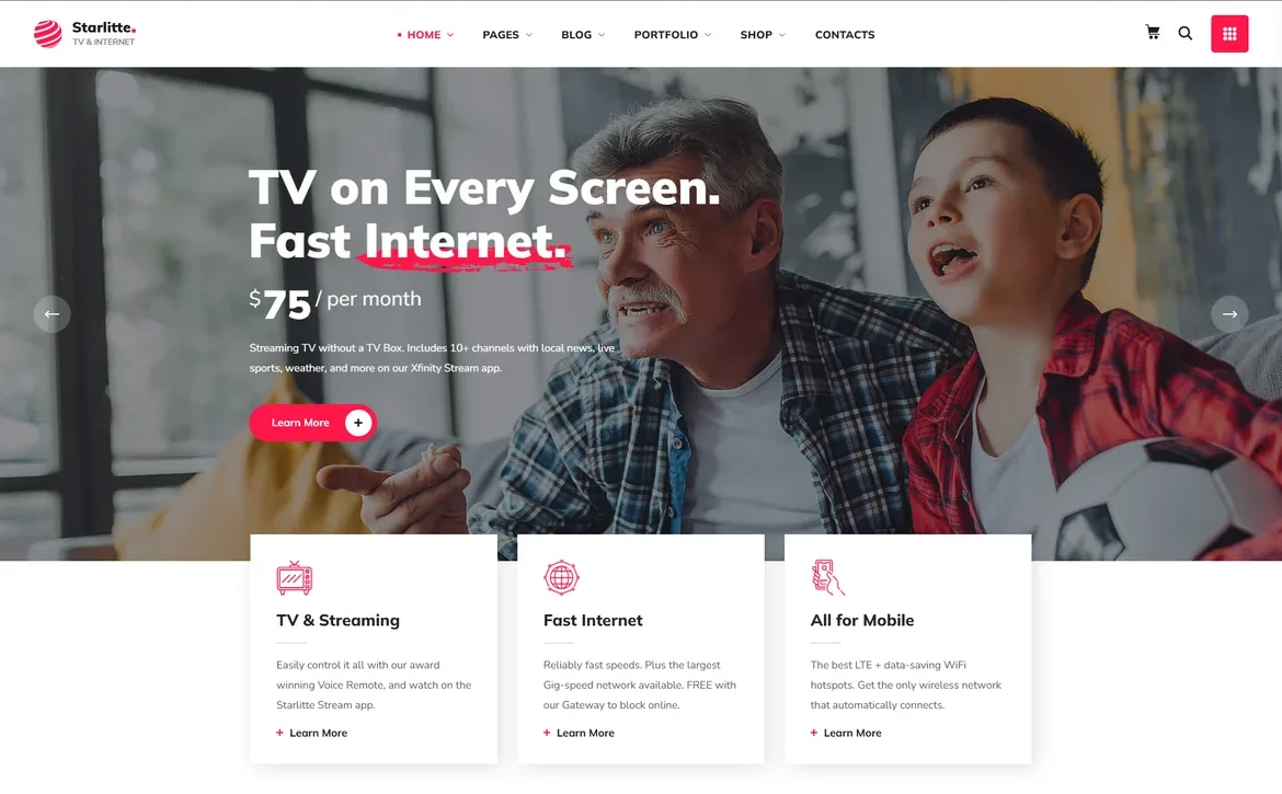 Starlitte – TV and internet bundle WordPress Theme