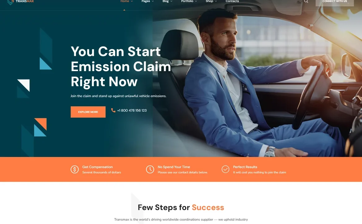 TransMax – Emission claim service WordPress Theme