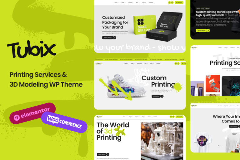 Tubix – Printing Servises & 3D Design WordPress Theme